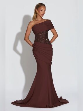 ELLORA GOWN - PLUM BROWN